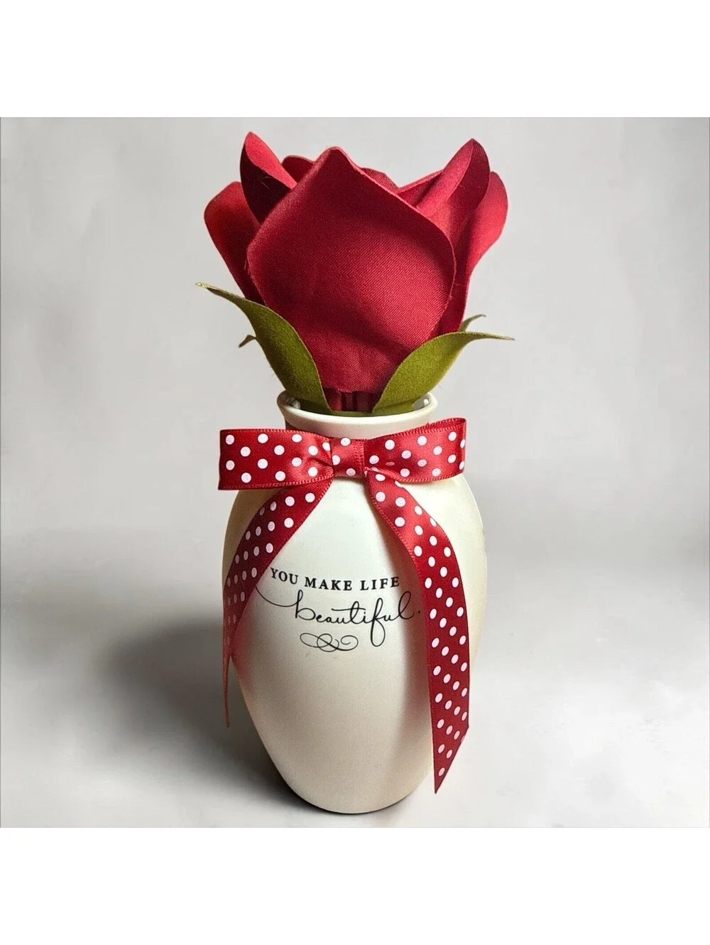 Hallmark Blooming Expressions Open Close Red Rose Vase LOVE YOU ALWAYS  8